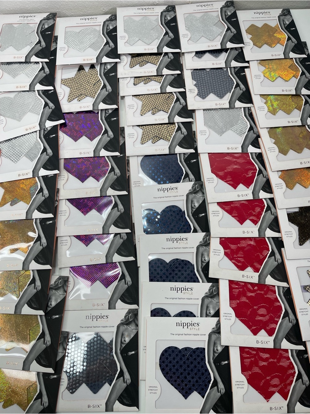 60Pc Nippies B-SIX Nipple Covers Pasties B/ C Waterproof Stars Festival Rave NEW